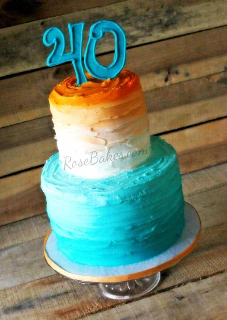 textured buttercream cake with faded color frosting 