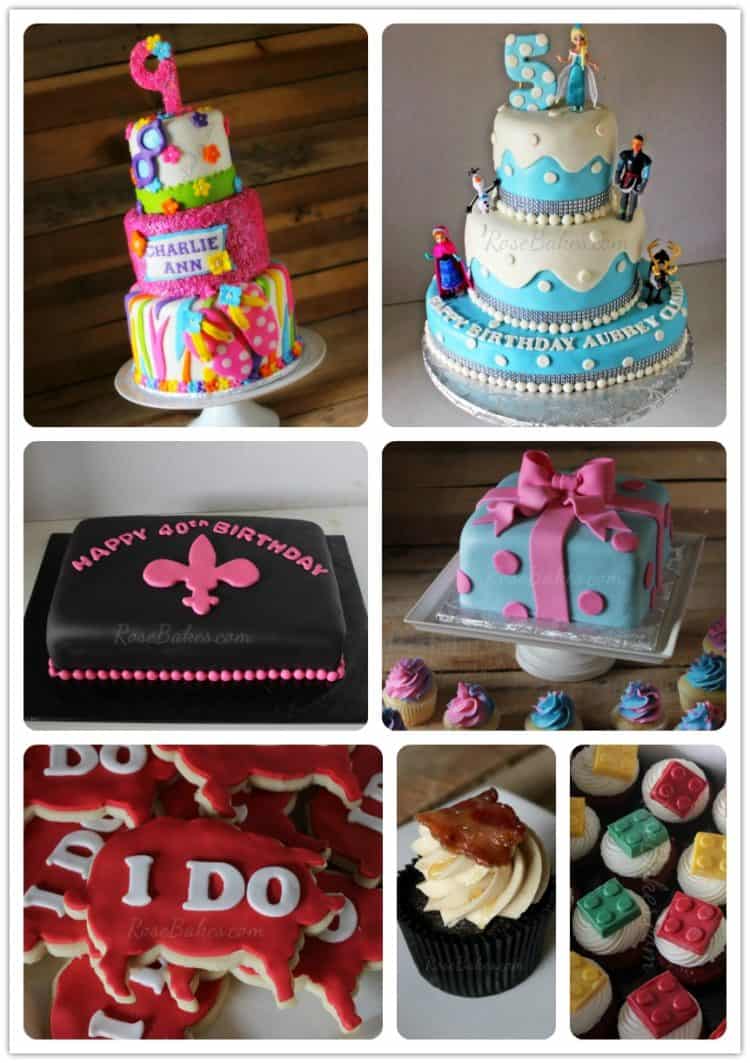 Different pictures of decorated cakes 
