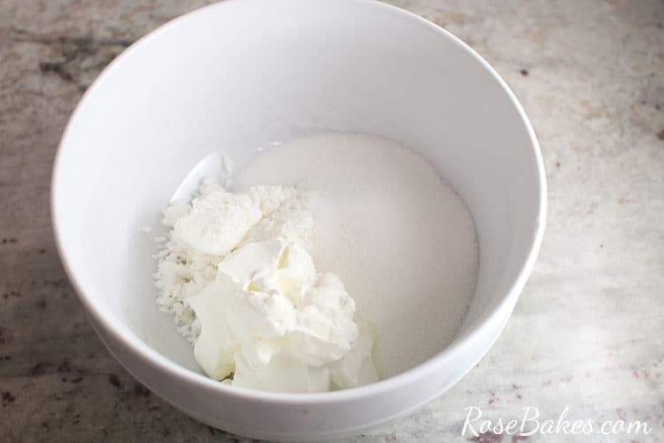 white mixing bowl with coconut syrup ingredeints in a bowl
