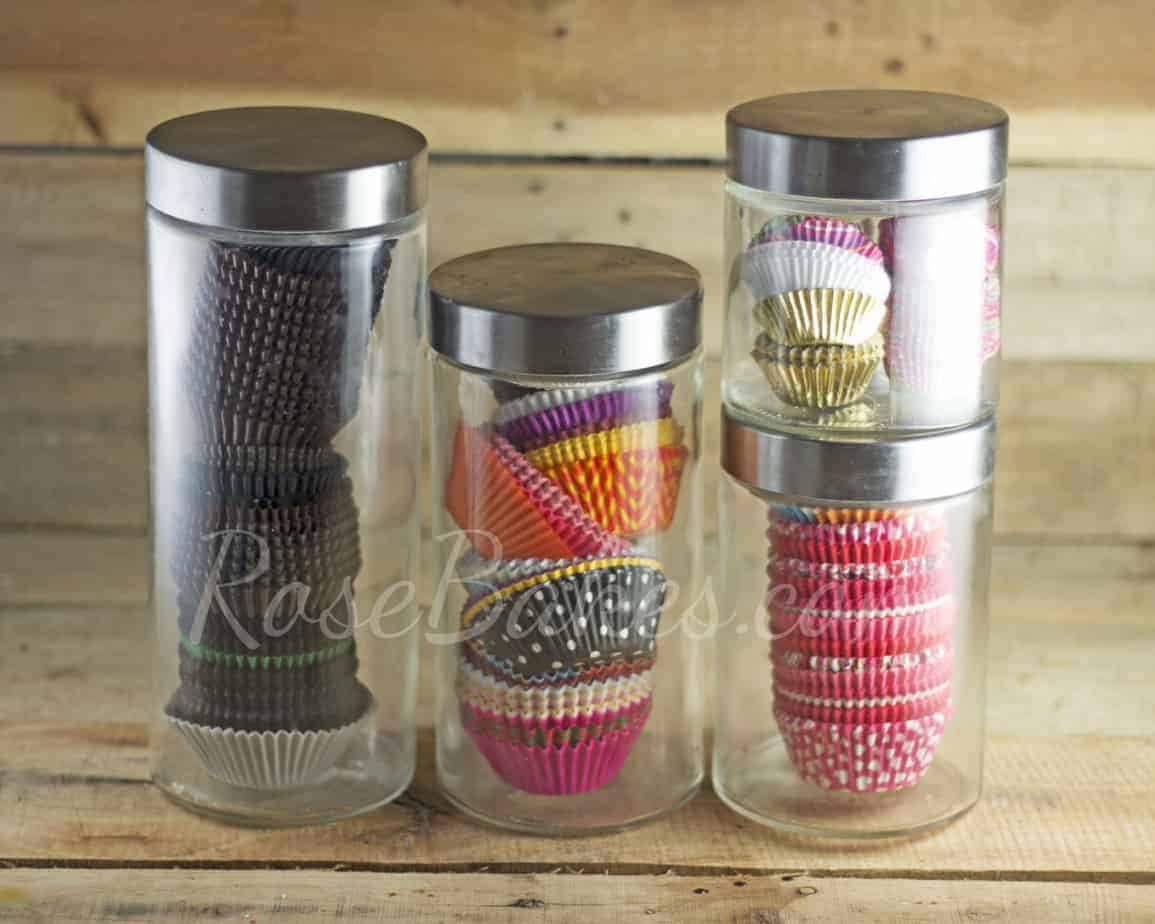 Cupcakes Liners in Glass Canisters