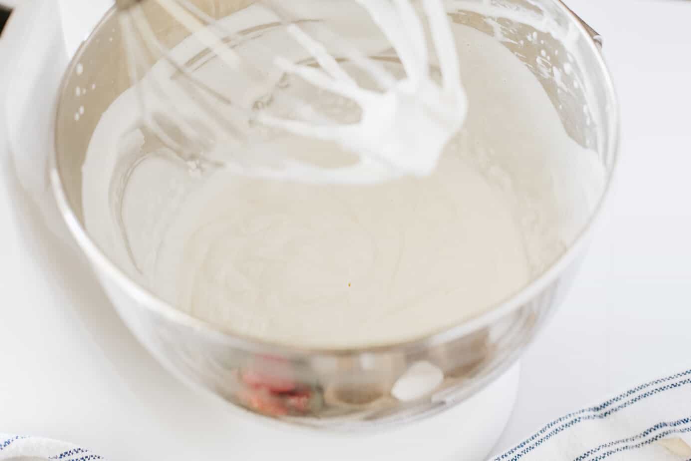 whipped cream in a mixer bowl