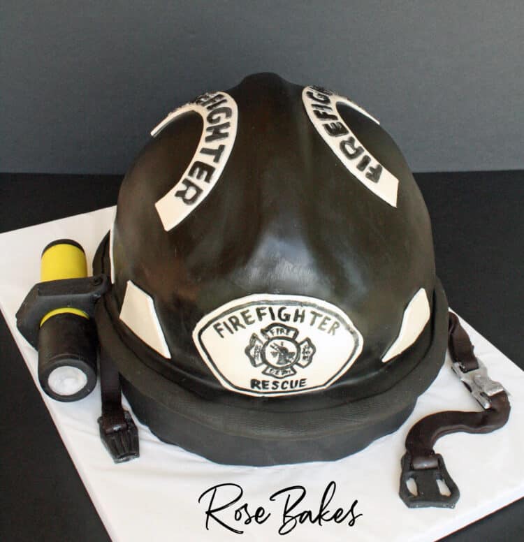Step-by-step instructions for How to Make Fireman's Helmet Cake. This cake was 100% edible and was made as a groom's cake. I'm sharing all the details for how to recreate this fire helmet cake for the hero in your life.