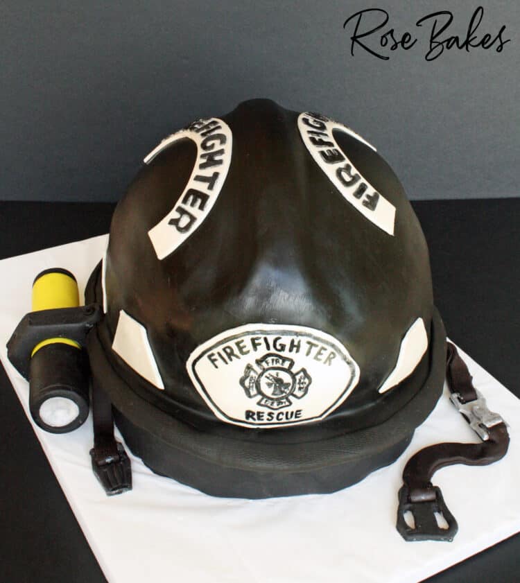 Black Firefighter's Helmet 3d Cake