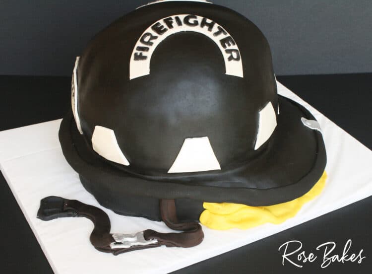 "Firefighter" on the side of the black helmet