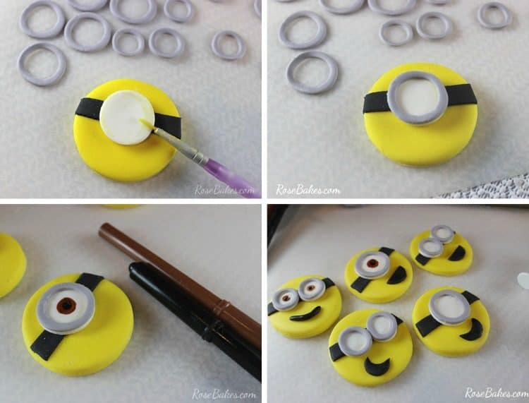 stages of minion cupcake toppers being put together