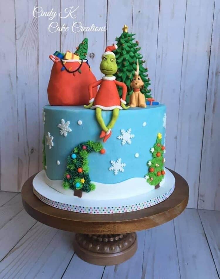 grinch on mountain of whoville cake by Cindy K. Cake Creations