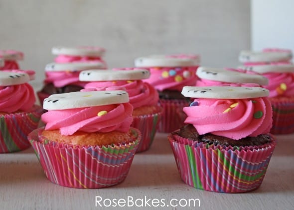 Side view of Hello Kitty Cupcakes
