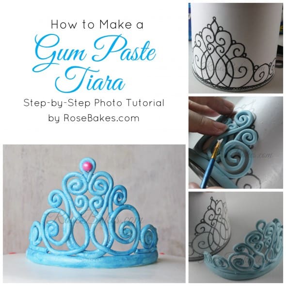 Collage of photos to show how to make gum paste tiara
