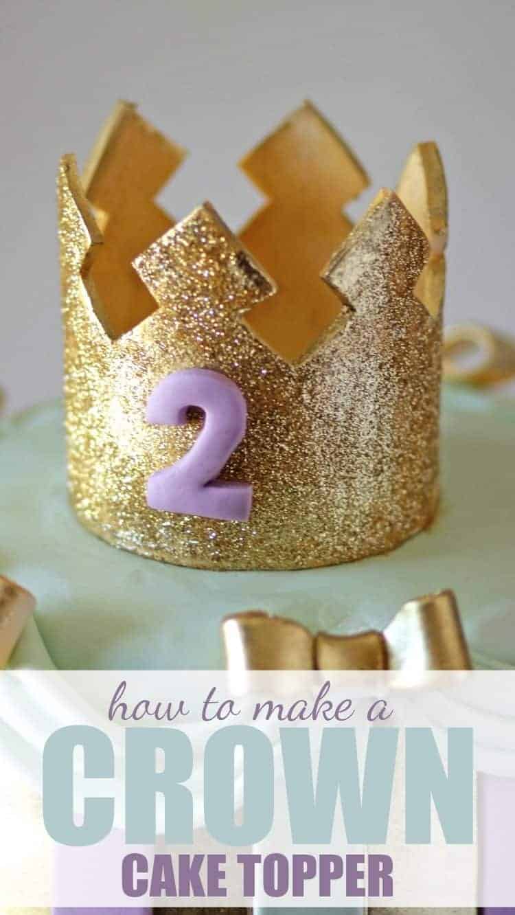 Gold Crown Cake Topper with Text