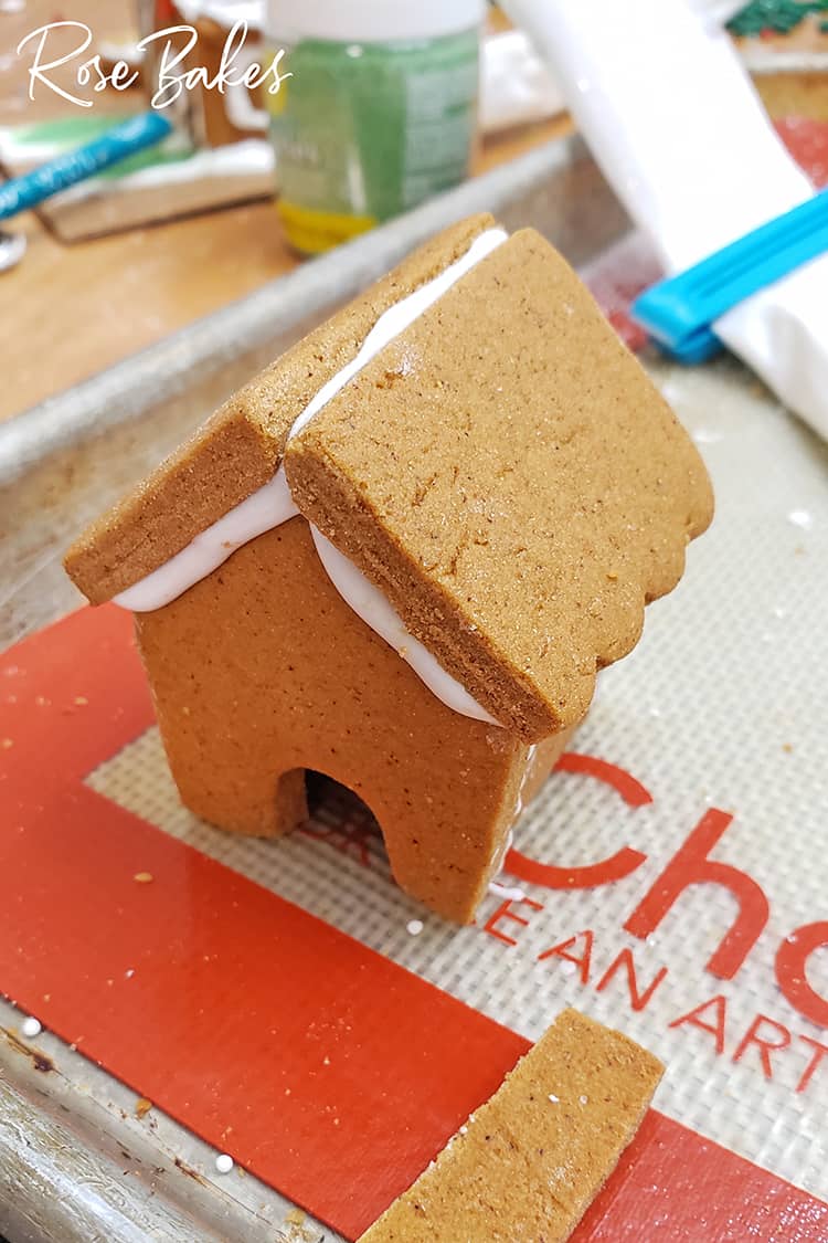 Mini Gingerbread House Assembled and drying before adding decorations