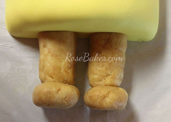minion cake legs made out of cake ball dough