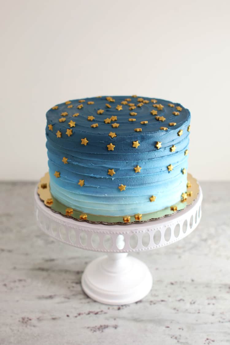 night sky buttercream cake with star candies
