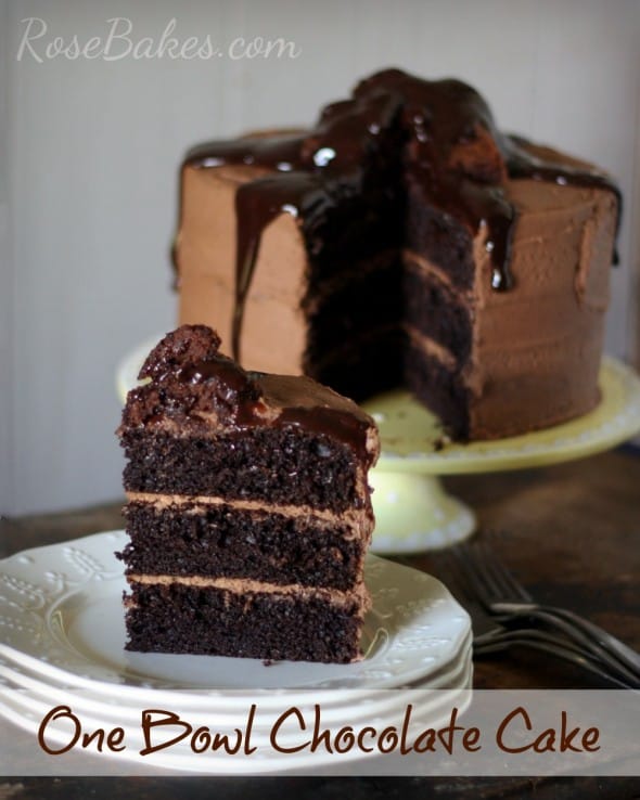 One Bowl Chocolate Cake with Brownie Batter Frosting and Ganache