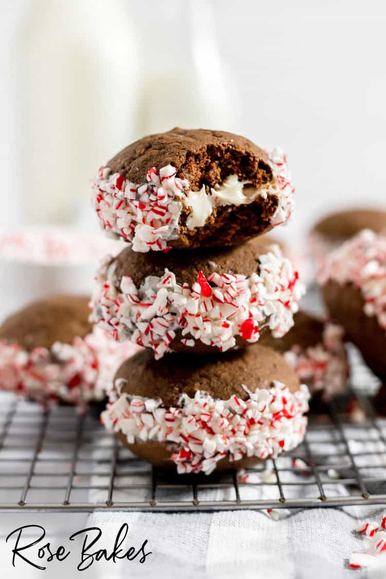 Stack of 3 Chocolate Peppermint Whoopie Pies