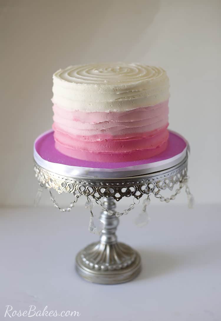 1 tier textured buttercream cake with pink fade frosting 