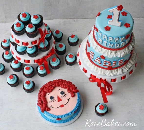 Raggedy Ann Party Cake Cupcakes Smash Cake