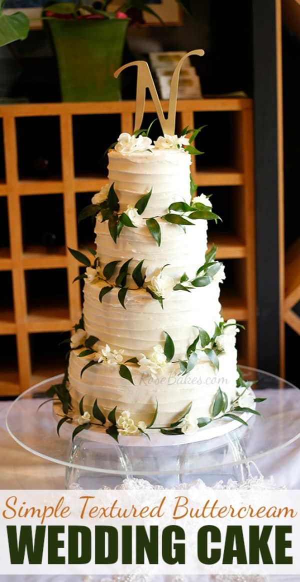 simple textured buttercream wedding cake 