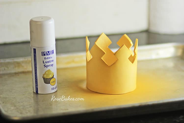 spray crown with gold luster spray