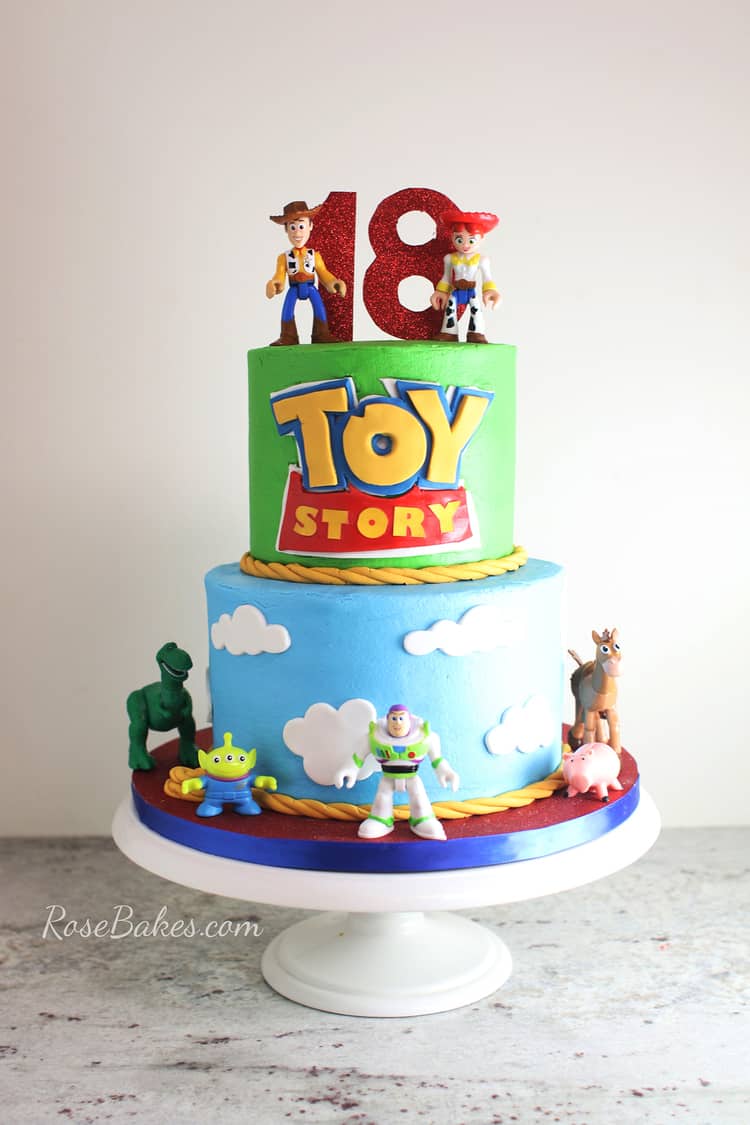 How to Stick Fondant Decorations to Cake on a Buttercream Toy Story Cake with Fondant decorations