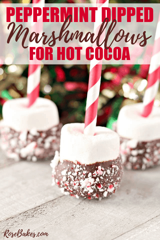 Peppermint Dipped Marshmallows for Hot Cocoa with Pinterest Text